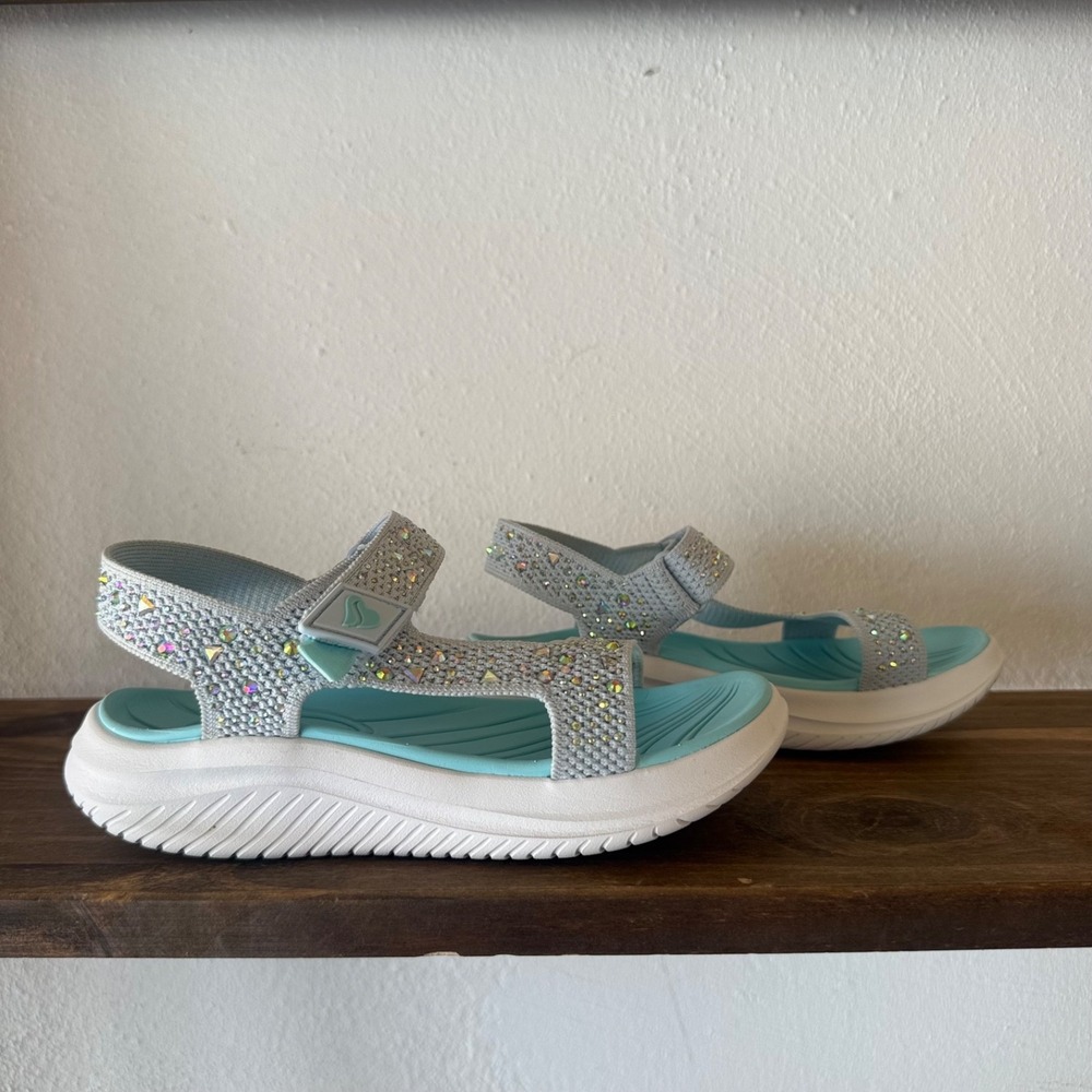 Skechers Ultra Flex 3.0 Girls Rhinestone Sandals Youth Size 1 See Measurement - Picture 4 of 14